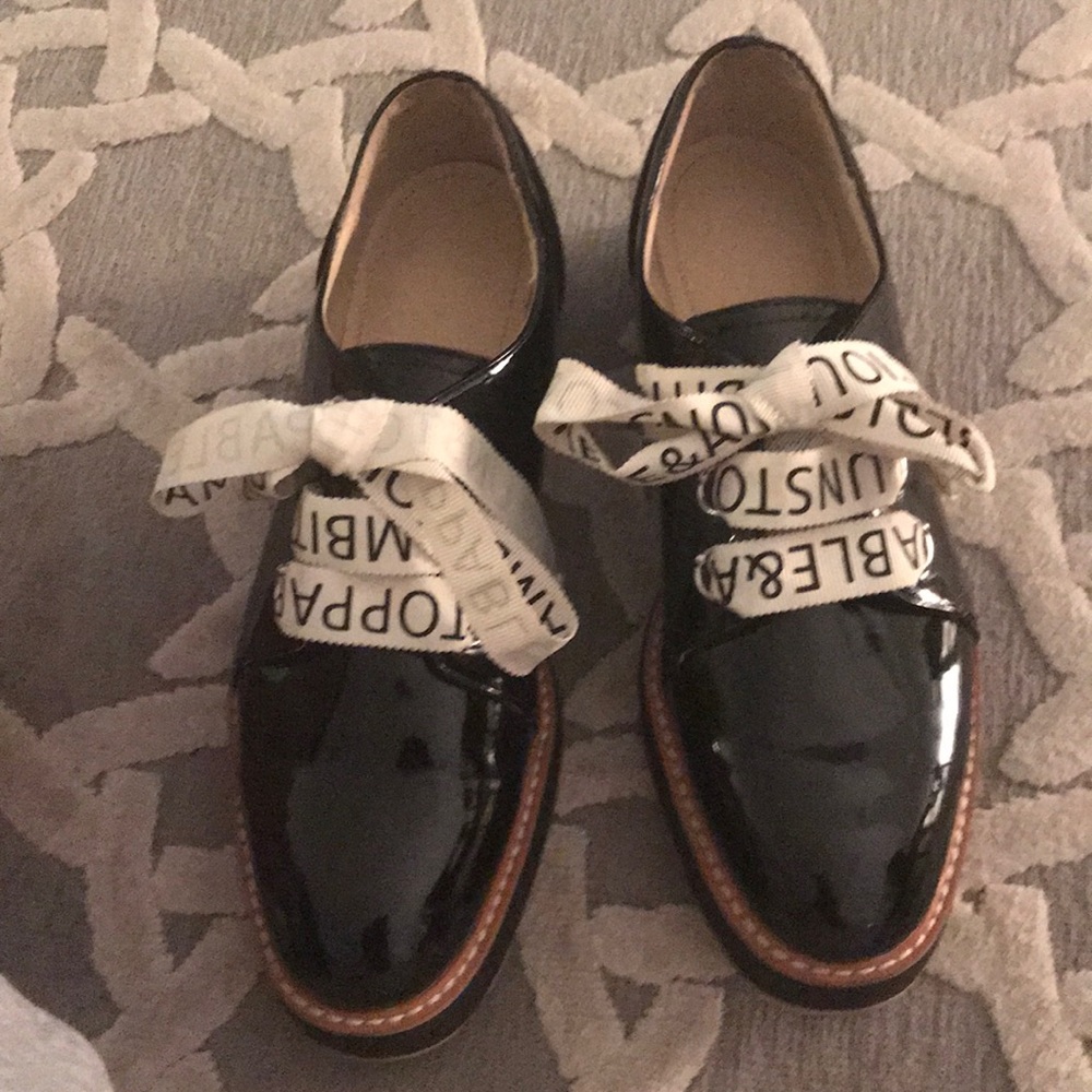 Black Zara Brogues Platform Oxford Shoes